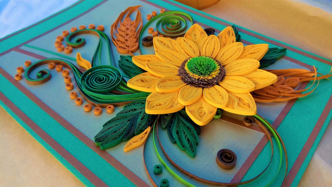 Paper Quilled Card Quill Greeting Card With Sun Flower Gift Etsy
