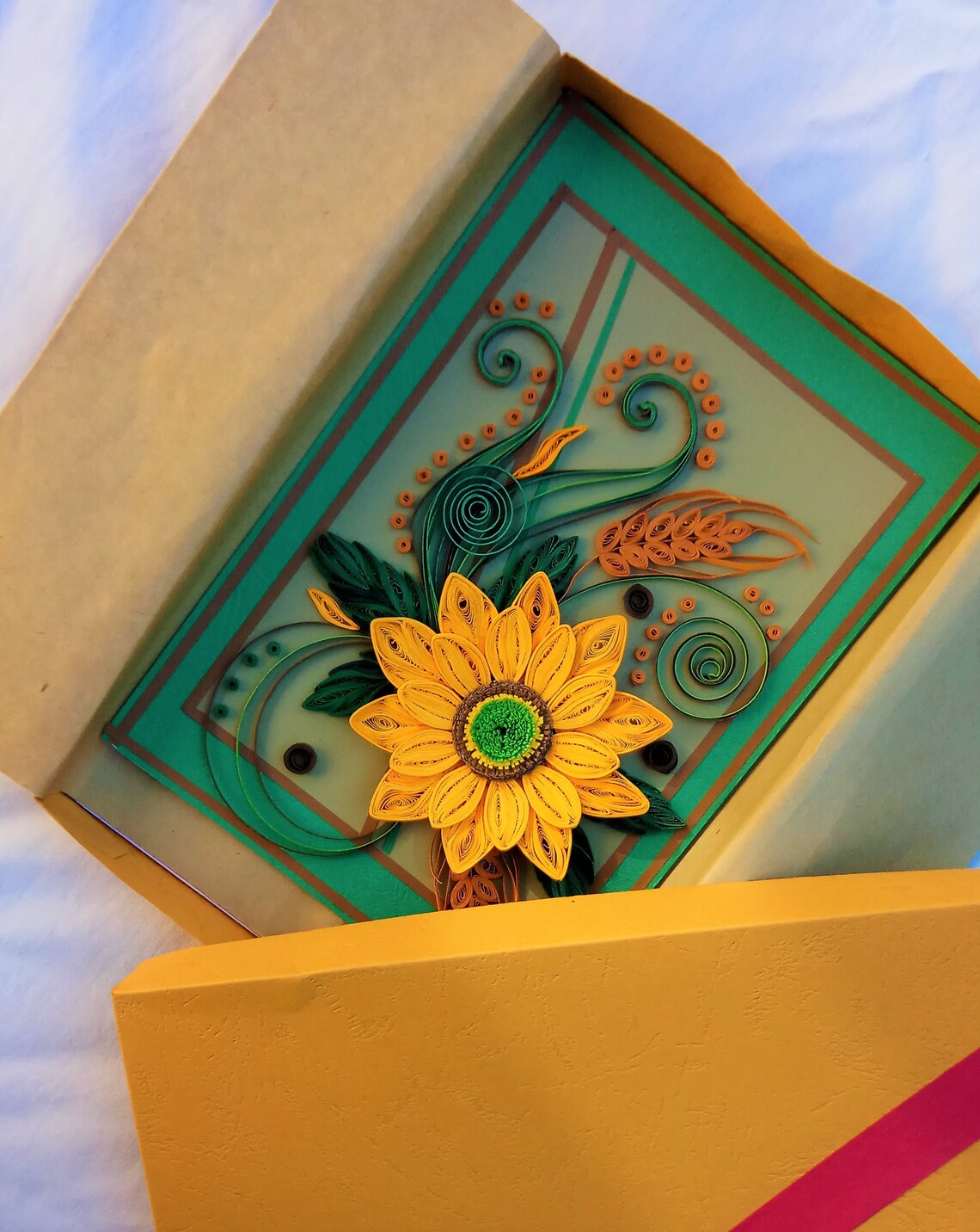 Paper Quilled Card Quill Greeting Card With Sun Flower Gift Etsy