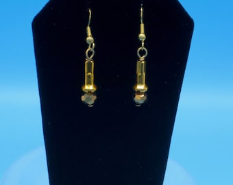 Pendientes colgantes dorados festivos con brillo, joyas de piezas de bicicleta con cristales, regalo de vacaciones para ella