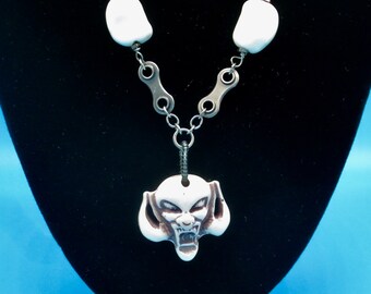 Colgante de gárgola gótica con cadena de bicicleta, joyería de Halloween para magos, brujos y brujas.