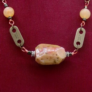 Pink & Brown Jewelry Set with Bicycle Chain Links, Repurposed Bike Parts, Eco-friendly Jewelry for Earth Day Gift
