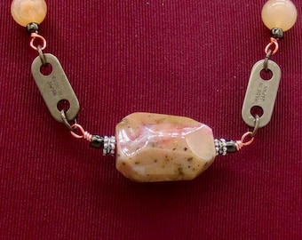 Conjunto de joyería rosa y marrón con eslabones de cadena de bicicleta, piezas de bicicleta reutilizadas, joyería ecológica para regalo del Día de la Tierra