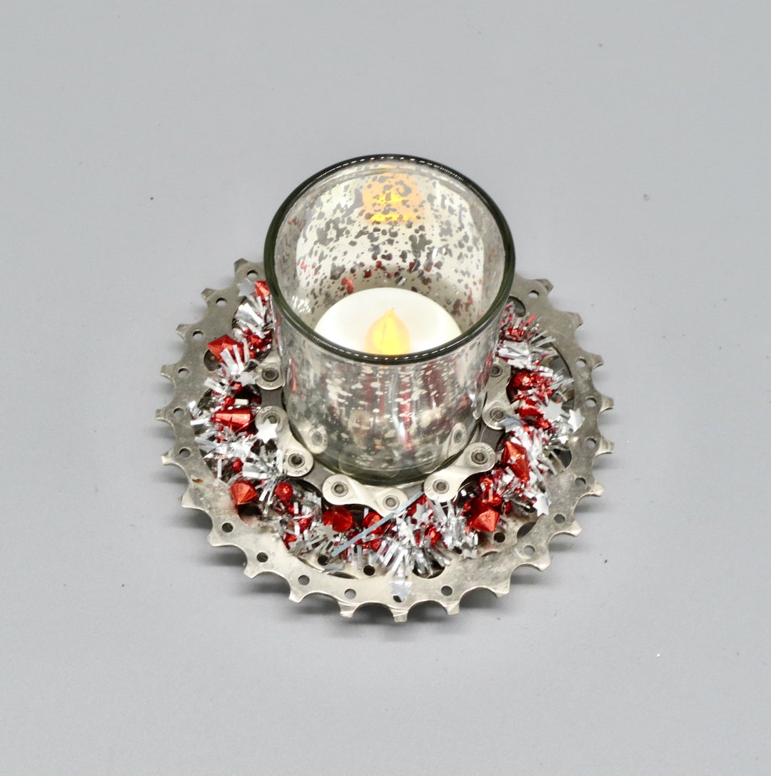 Holiday Votive Candle Holder Silver and Red Decorative Etsy