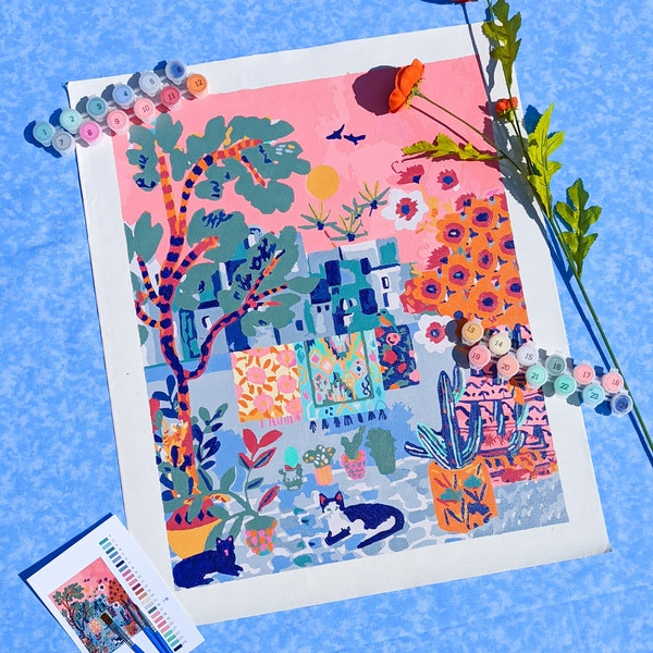 Chefchaouen Cats by Hebe Studio Rhi James Paint Anywhere Collective Kit Adult Paint by Number