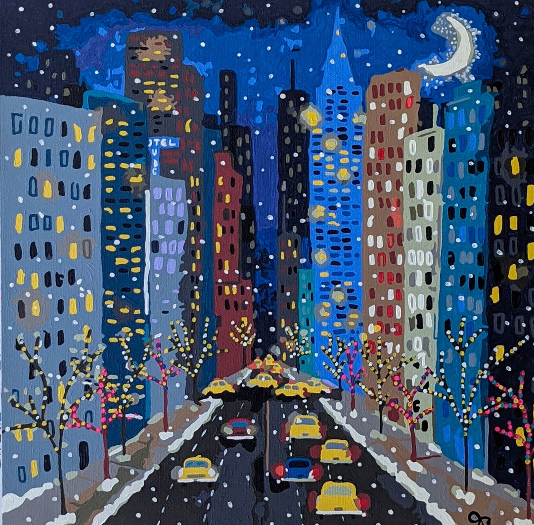 City Lights Holiday Winter Christmas by Joy Laforme Paint Etsy