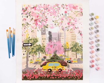Park Avenue Spring by Joy Laforme Paint by Numbers Deluxe