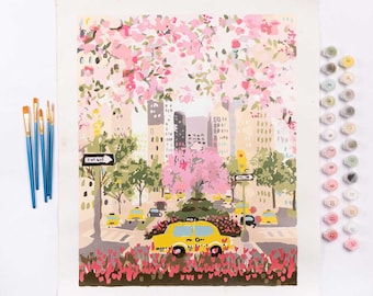 Park Avenue Spring by Joy Laforme Paint by Numbers Deluxe
