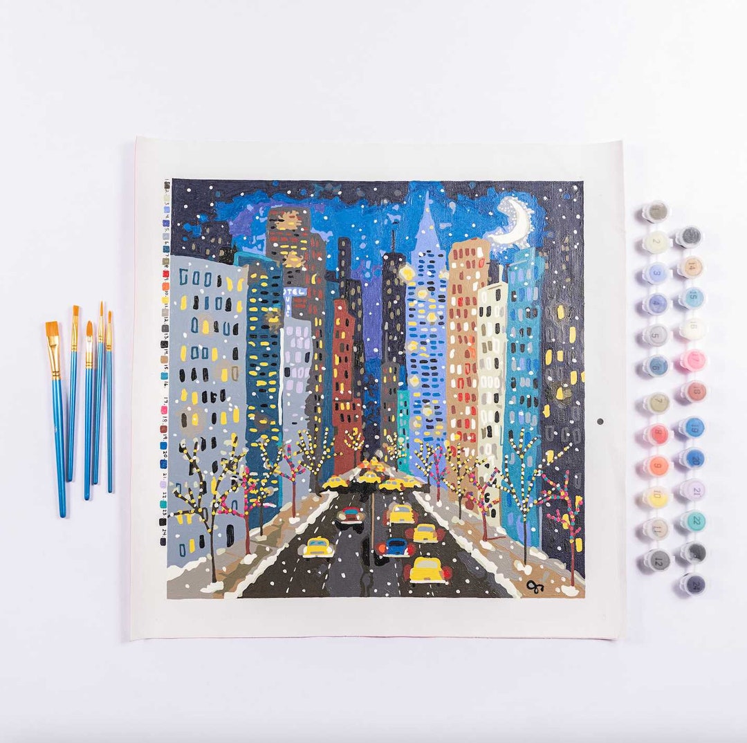 City Lights by Joy Laforme Paint by Numbers Deluxe Etsy