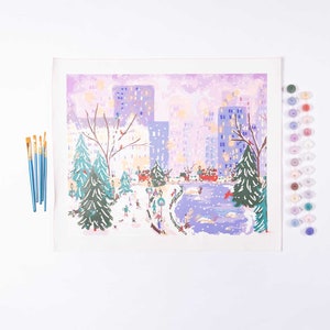 Central Park Winter by Joy Laforme Paint by Numbers Deluxe