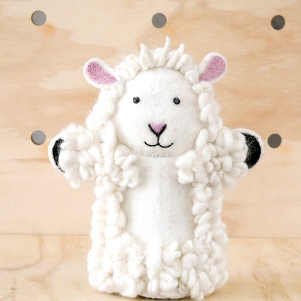 Sheep Hand Puppet White Sheep Wool Felt