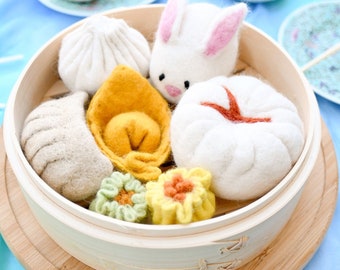 Felt Dim Sum Yum Cha Play Food Set | Felt Play Food for Imaginative Play, Pretend Play | Chinese Cultural Play Food