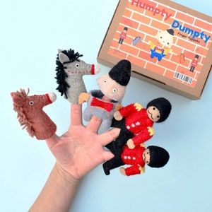 Humpty Dumpty Finger Puppet Set, Interactive Humpty Dumpty Puppet: Kings Horses, Kings Men, Storytelling and Nursery Rhymes Finger Puppets