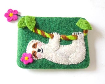 Happy Sloth Green Coin Purse