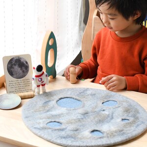Moon Rover Play Rug Moon Crater With Astronaut Space Felt Playscape, Moon Felt Playmat ...