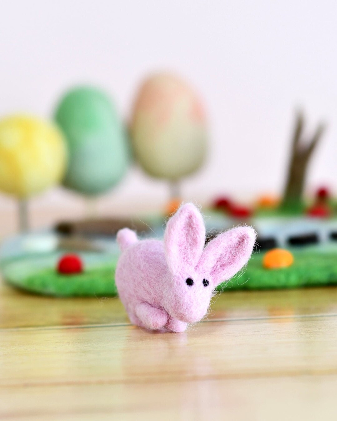 Felt Pink Rabbit Toy - Needle Felted Rabbit Toy for Crafts, Loose Parts ...