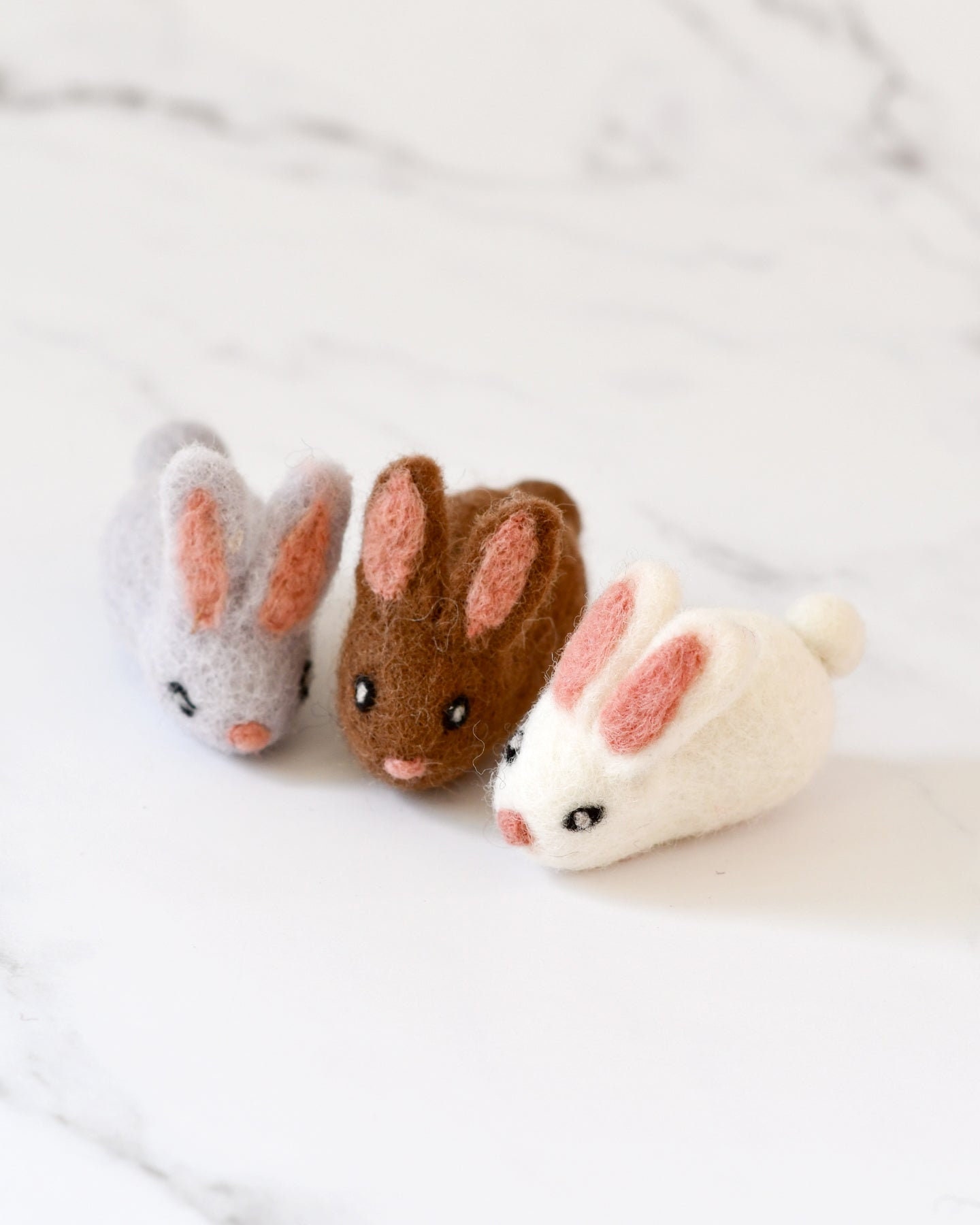 Felt Rabbits - Set of 3 Felt Rabbits: White, Grey and Brown Rabbit - Etsy