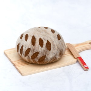 Felt Sourdough Bread with Leaf Cut | Felt Play Food | Interactive Play Food | Pretend Sourdough Bread