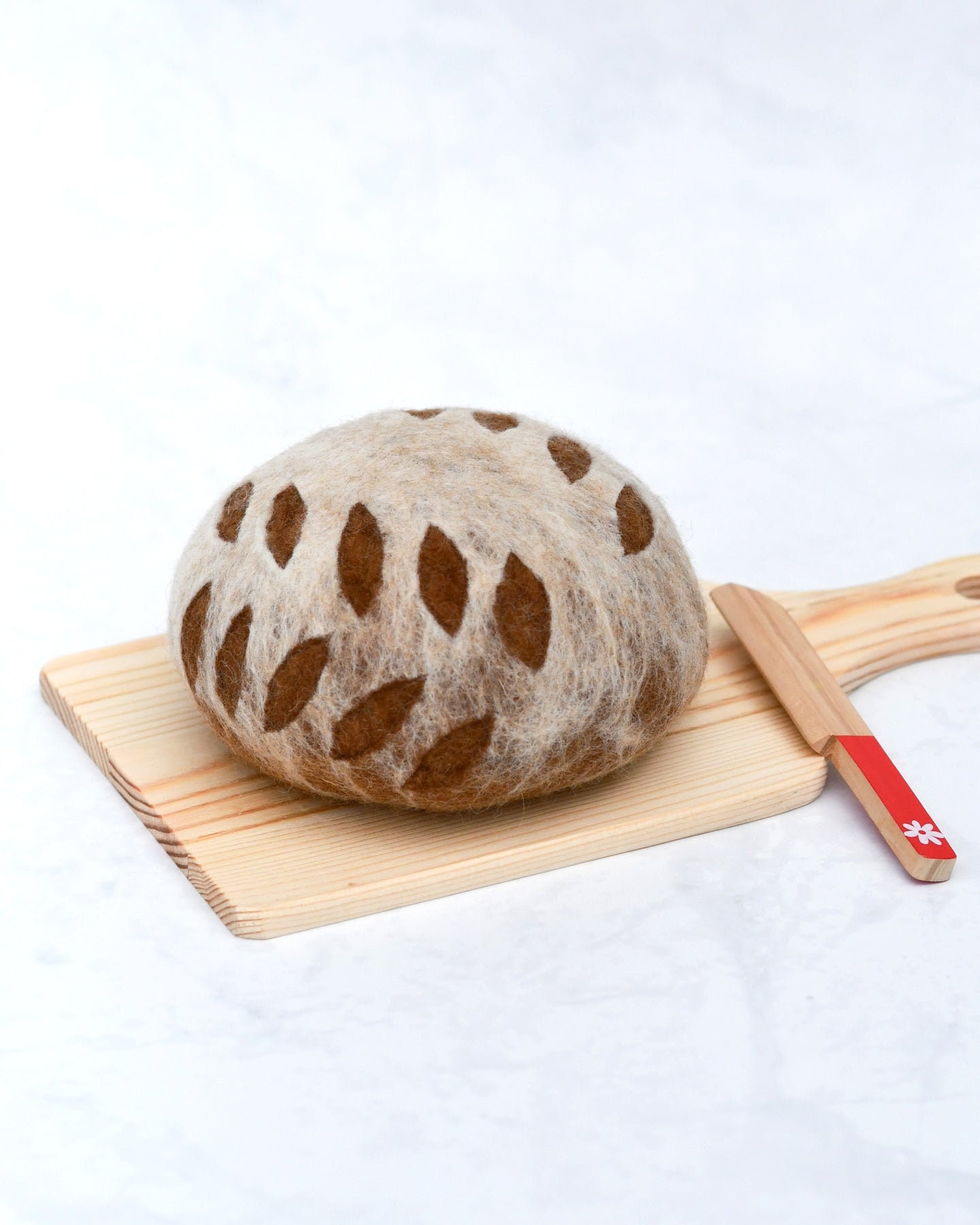 Felt Sourdough Bread with Leaf Cut | Felt Play Food | Interactive Play Food | Pretend Sourdough Bread