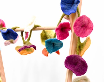 Colourful Multicolor Flower Garland Wool Felt 1.7m 170cm