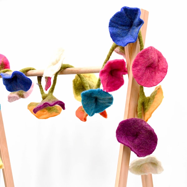 Guirlande de fleurs multicolore en feutre de laine 1,7 m 170 cm