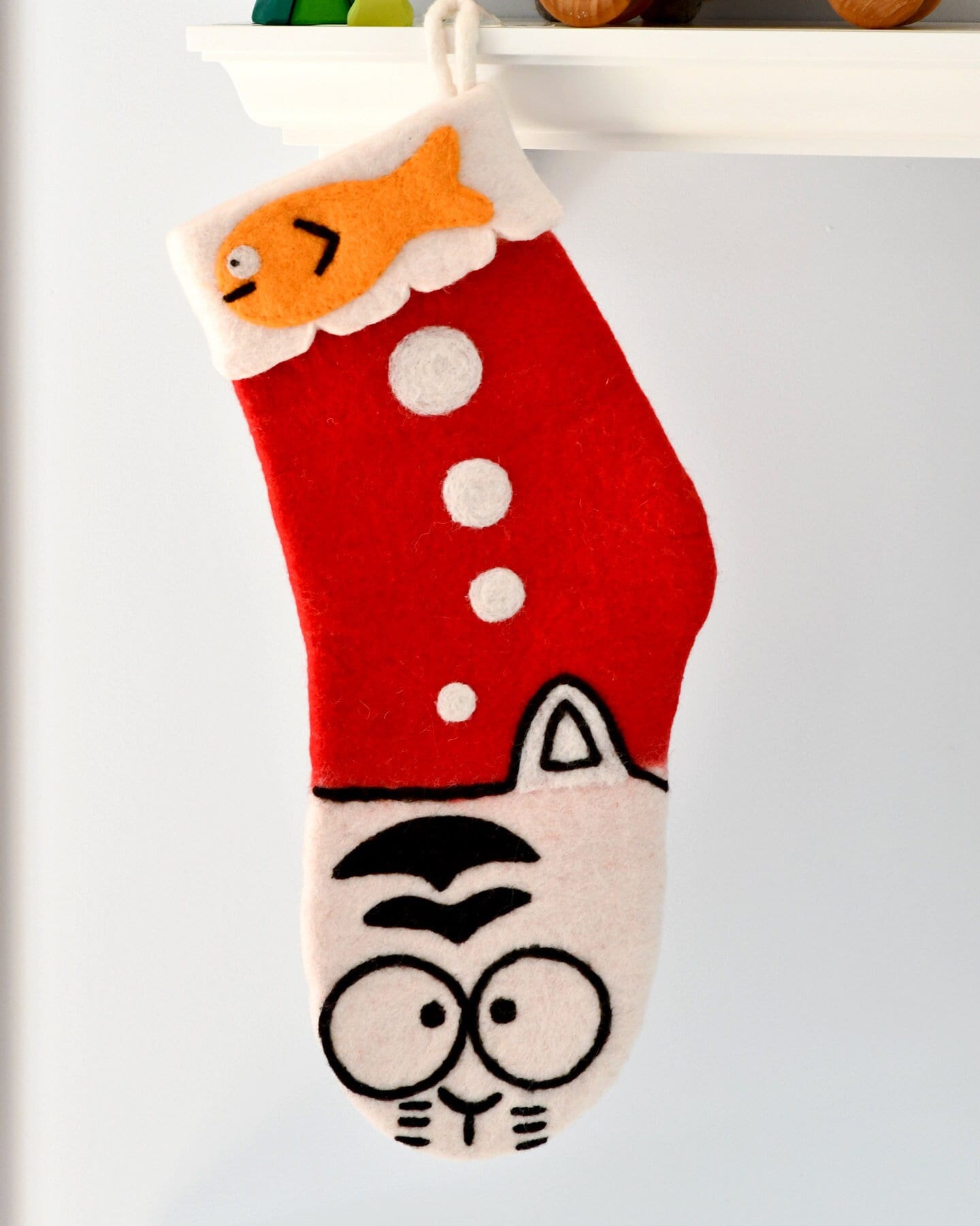 Felt cat christmas stocking Clearance