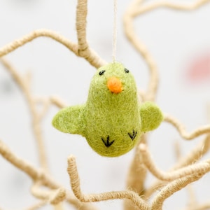Felt Green Chick Ornament | Wool Felted Chick for Easter | Easter Chick Ornament