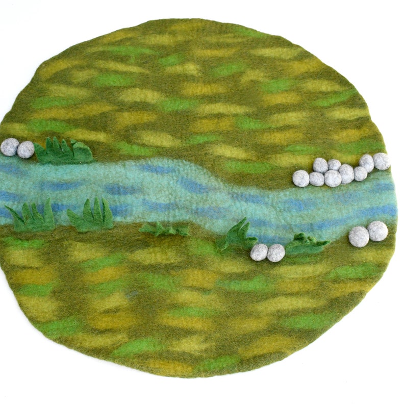 Felt Play Mat Playscape Spring Green Colour with River Floor Play Mat for Treehouses image 4