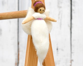 Needle Felted Fairy in White Dress / Waldorf Fairy made from Wool Felt