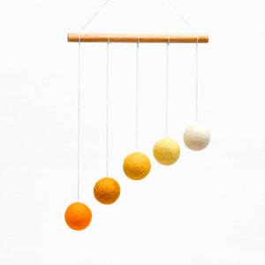 Montessori Yellow Gobbi Baby Mobile - Made from Wool Felt Sphere Balls
