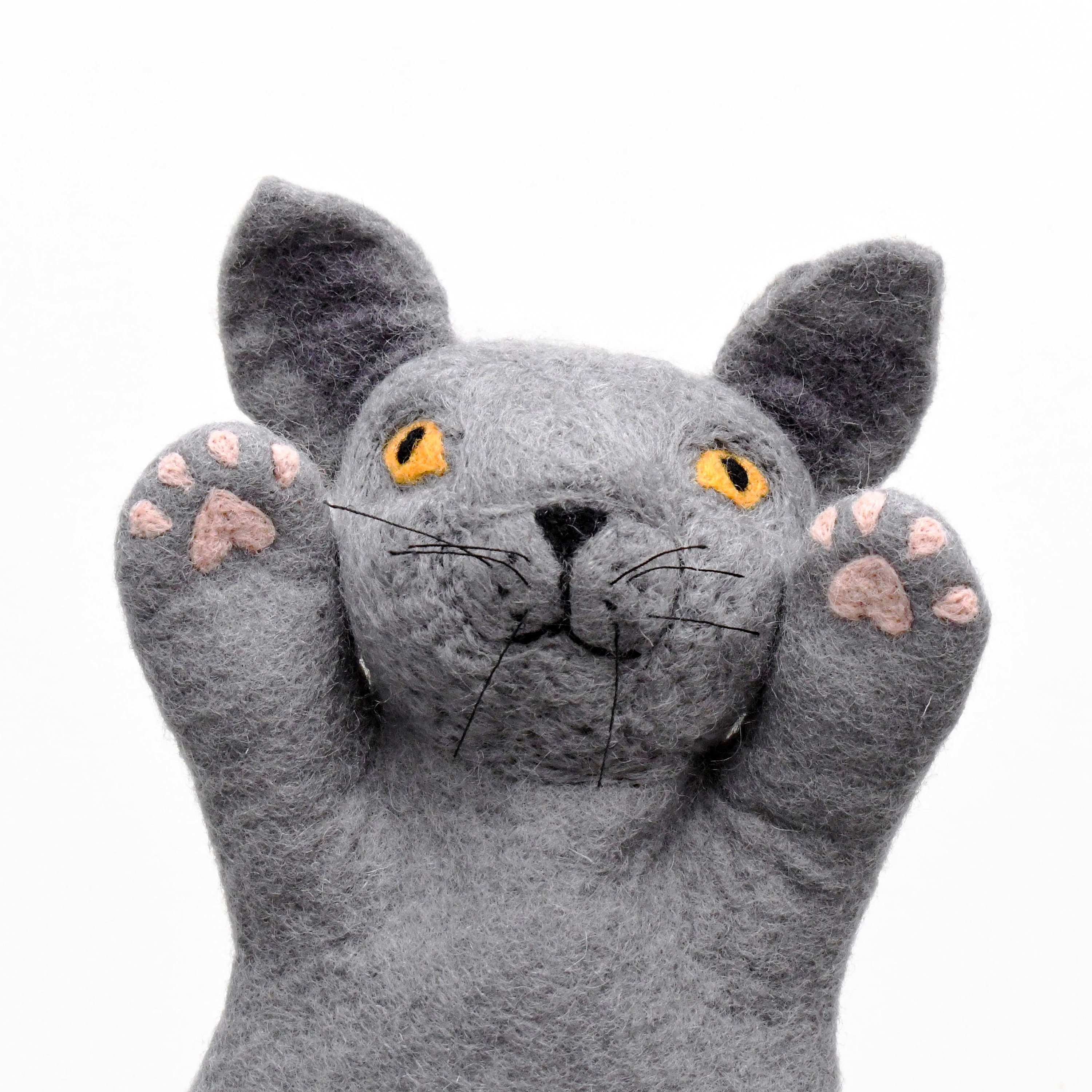 Hand Puppet British Shorthair Grey Cat / Made From Wool Felt