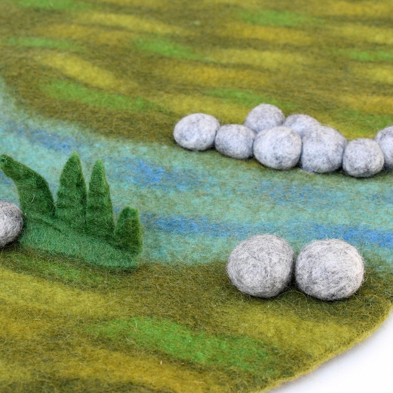 Felt Play Mat Playscape Spring Green Colour with River Floor Play Mat for Treehouses image 3