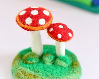 Felt Red Toadstools Mushrooms | Mushroom Toy for Small World Play | Waldorf Inspired Toy