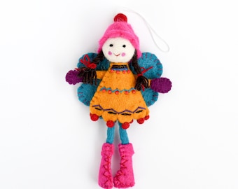 Felt Fairy with Yellow Dress: Fairy Hanging, Christmas Hanging Decor Ornament