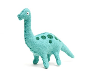 Felt Brachiosaurus Dinosaur Toy / Blue Dinosaur Toy made from Wool Felt