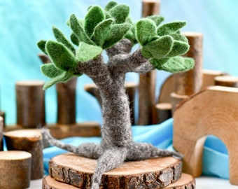 Felt Summer Seasonal Tree / Felt Tree with Green Leaves / Felt Toy Tree for Waldorf or Small World Play