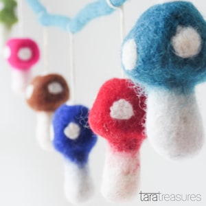 Colourful Mushroom Toadstool Garland / Made from Wool Felt