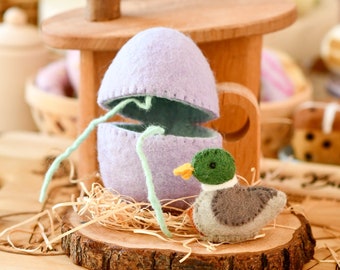 Easter Surprise Egg with Duck Inside, Farmyard Animals, Surprise Easter Egg made from Wool Felt, Tara Treasures Fair Trade Toys