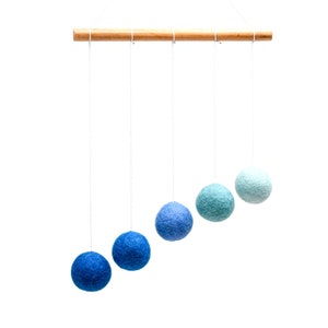 Montessori Blue Gobbi Baby Mobile - Made from Wool Felt Ball Spheres