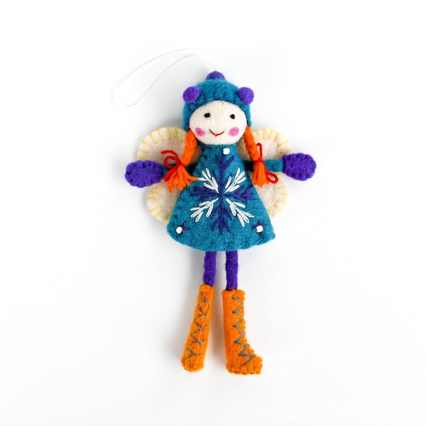 Felt Fairy with Blue Dress Hanging Decor Ornament