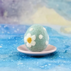 Felt Teal Floral and Dots Egg for Easter | Felt Egg Ornament