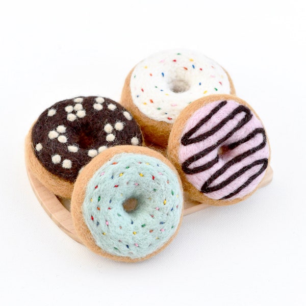 Felt Doughnuts Donuts (Set of 4) | Felt Pretend Play Food Donuts  Donuts Bakery Goods | Felt Play Food