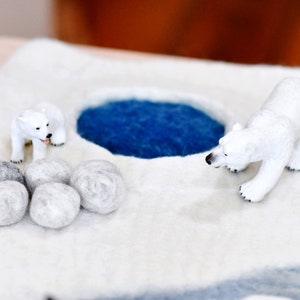 Large Arctic Antarctic Polar Play Mat Playscape, Arctic Play Mat made from Wool Felt, Tara Treasures Play Mat image 9