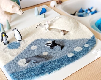 Arctic Felt Play Mat Playscape | Felt Arctic Snow Play | Made from Wool Felt | Waldorf Inspired