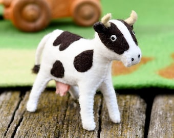 Felt Cow Farm Animal Toy | Montessori Felt Cow Toy | Montessori Inspired Felt Toys | Ethically Made from Wool Felt