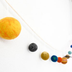 Solar System Space Garland / Made from Wool Felt / Sun Mercury Venus Earth Mars Jupiter Saturn Uranus Neptune