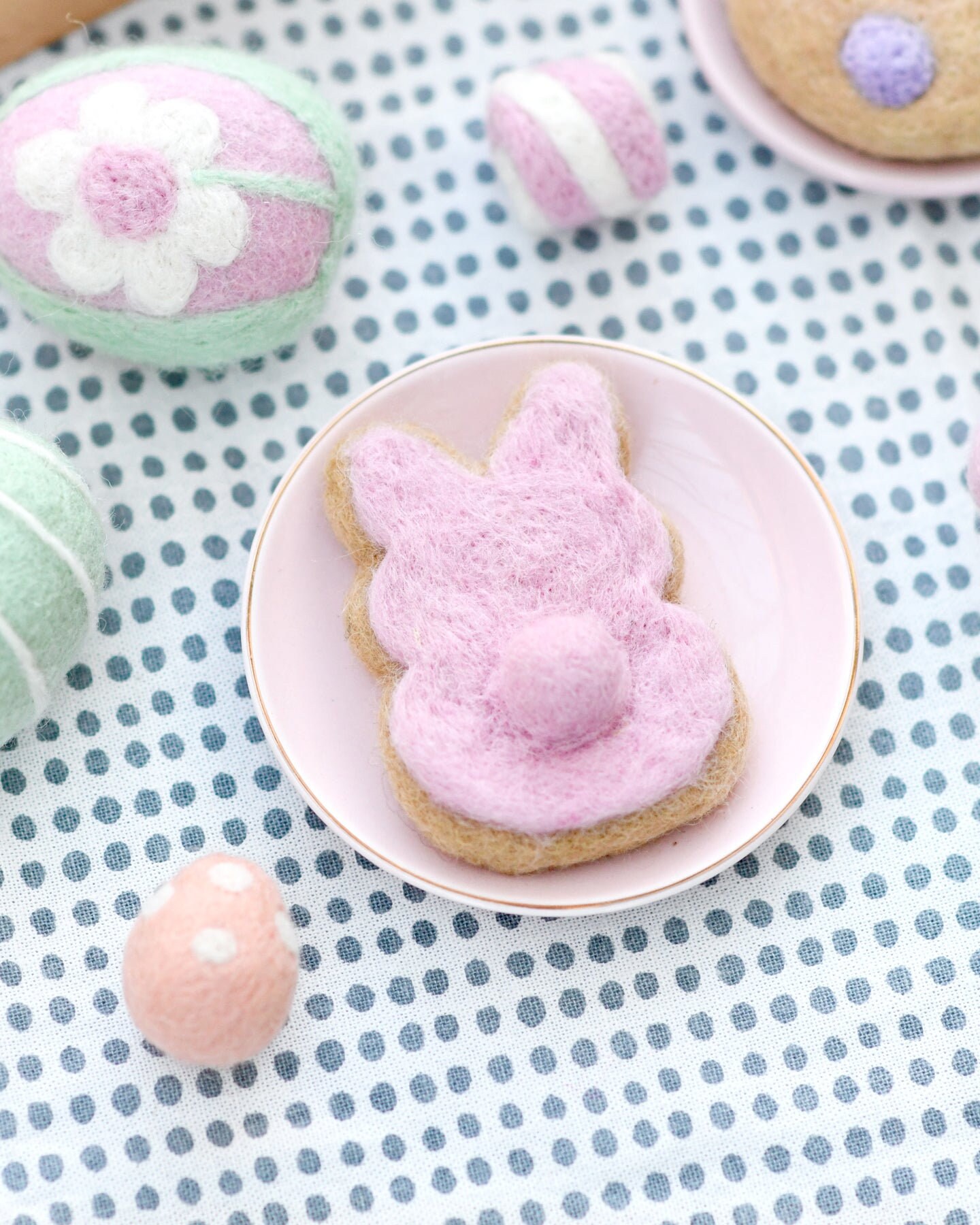 Felt Light Pink Easter Bunny Cookie: Felt Bunny Tail Cookie for Pretend ...