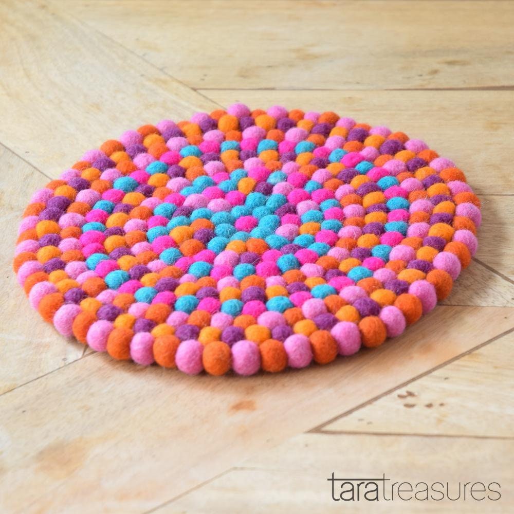 Felt Ball Pot Trivet 25cm diameter made from Wool Felt Balls Etsy