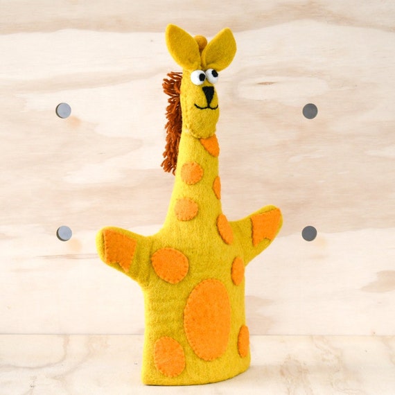 Giraffe Hand Puppet Yellow Giraffe Puppet made from Wool Felt