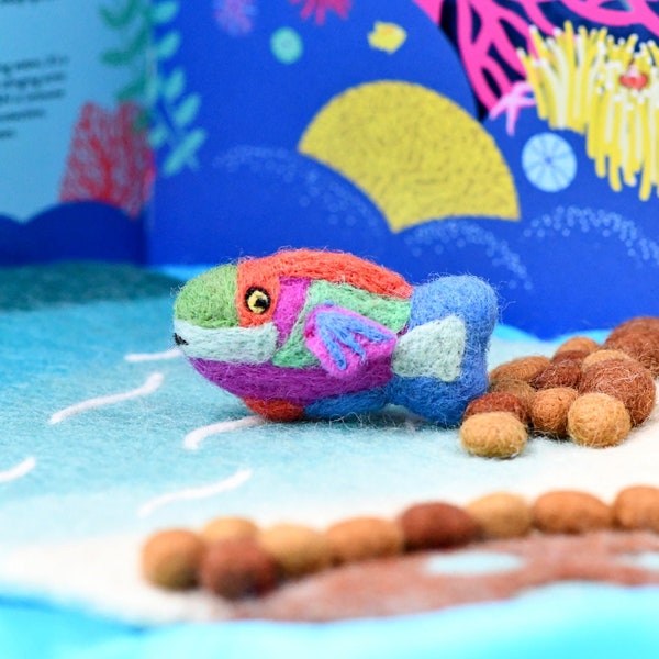 Felt Parrot Fish Toy | Coral Reef Fish | Parrot Fish for Loose Parts Play