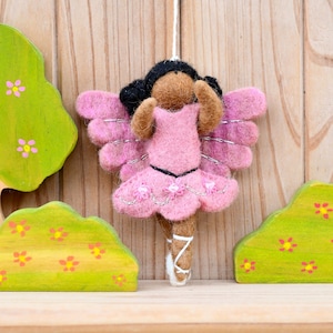 Felt Waldorf Ballerina in Pink Dress / Waldorf Inspired Doll Hanging Ornament
